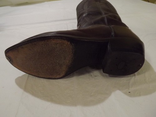 Tony Lama Boots Men's 2986 White Label Boot Leather Sock Dark Brown Size 10EE - Picture 18 of 19