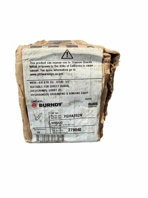 NEW 10 Pack Burndy YGHA282N 279040 HYLUG Heavy Duty Copper Ground Terminal