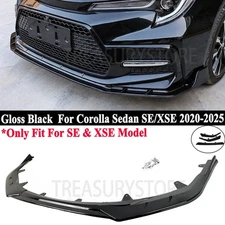 For Toyota Corolla Sedan SE XSE 2020-2025 Front Bumper Lip Splitter Gloss Black