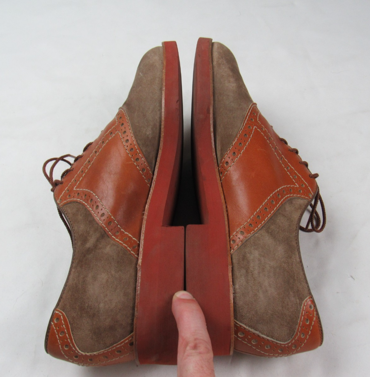 Vtg Hush Puppies Mens 10.5 W Saddle Oxford Suede Tan Brown  display picture 3