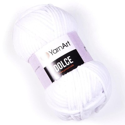 Yarnart Dolce White Chenille Yarn Super Bulky 100 Micropolyester 741