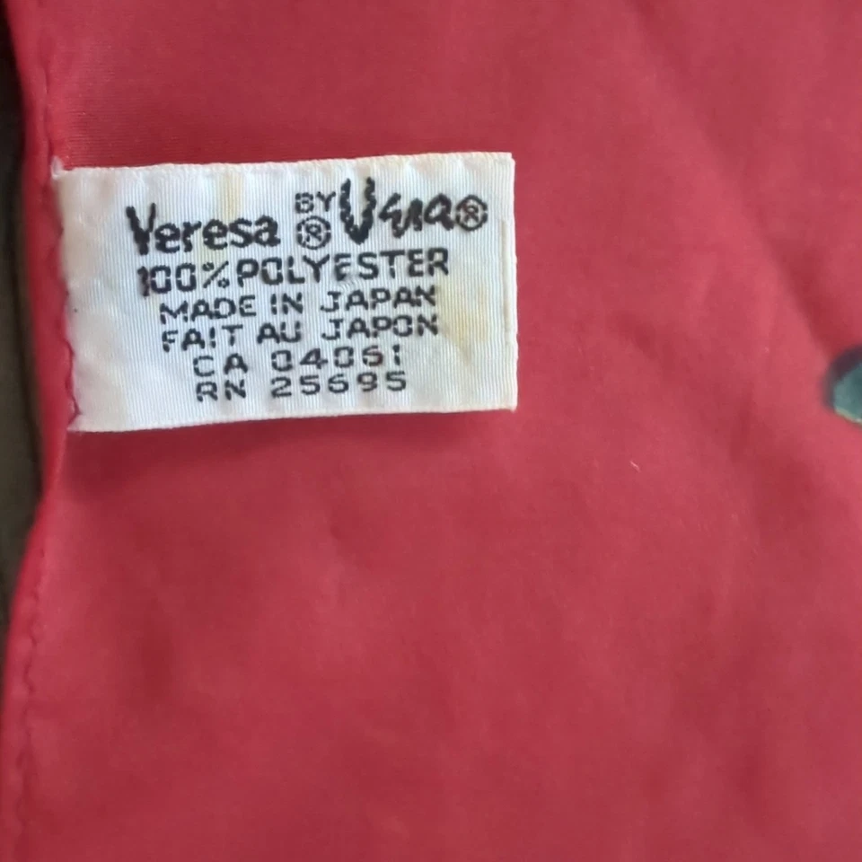 "Bufanda de seda de diseñador VERA NEUMANN 10x 46"" de largo vintage azul rojo brillante floral" Foto 3 de 4