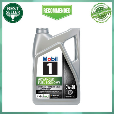 Mobil 1 Advanced Fuel Economy Full Synthetic Motor Oil 0W-20, 5 Quart