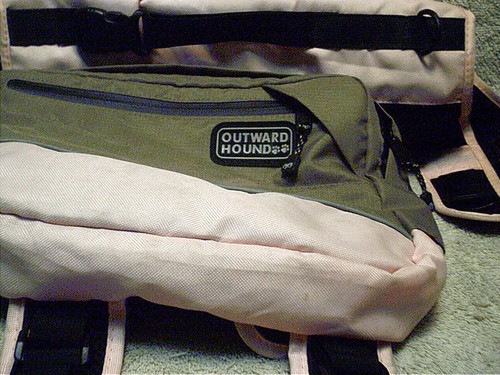 Vintage Outward Dog Hound Rucksack Satteltasche Geschirr rosa hellbraun groß 50-79 LB - Bild 12 von 12