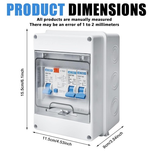 Sicherungskasten, Kleinverteiler Aufputz mit fi Schalter 16A+160A - Bild 4 von 7