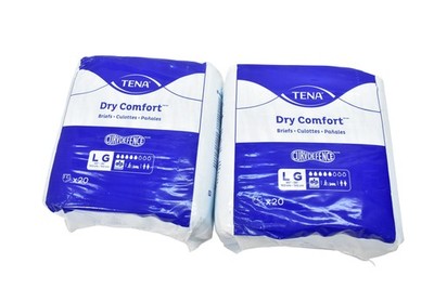 Tena Dry Comfort Briefs Large 40-56 In 2 Packs 20ct Adult Diapers Unisex White