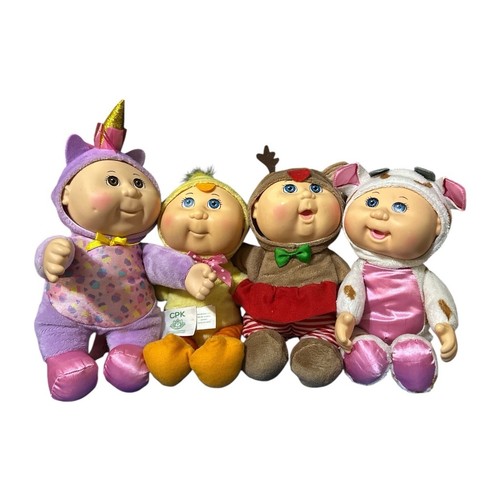 4 Cabbage Patch Kid Cuties 10" Puppe Lot Rentier Ente Einhorn Kuh