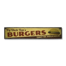 Burgers They're Delicious, Custom Try - Rustic Distressed Wood Sign