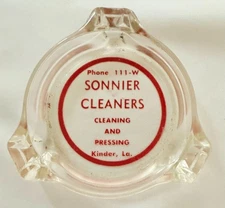 Vintage Sonnier Cleaners Kinder LA Small 3 Rest  Glass Cigarette ASHTRAY