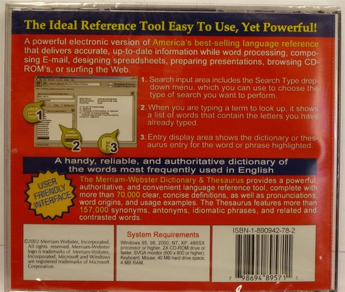 Software PC The Merriam Webster Dictionary NEW SEALED Jewel - 第 2/2 張圖片