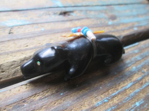 Vintage Indianer Zuni Fetisch Schwarzbär mit Angebot geschnitzt schlau Walela - Bild 5 von 15