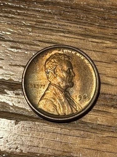 1909 VDB Philadelphia Mint Copper Lincoln Lustr AU +Wheat Cent High Grade Toned
