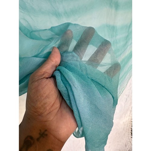 OMBRE STREIFEN BLAU SEIDE CHIFFON WICKELTUCH handgesäumt 44" x 68" - Bild 2 von 4