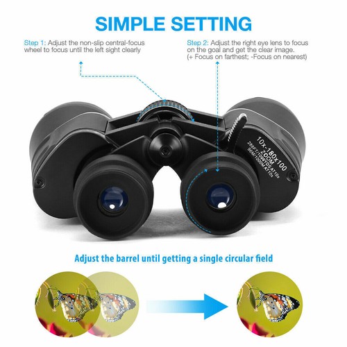 Day/Night 20x50Military Zoom Powerful Binoculars Optics Hunting Camping+CaseUK - Picture 4 of 13