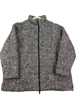 Chico s 4 XXL 20/22 Tweed Wool Blend Quilted Puffer Zip Jacket Coat Black White