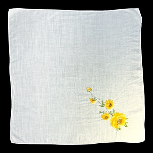 3 Embroidered Gold Floral Handkerchiefs Hanky Quilt Autumn Wedding Decor - Picture 3 of 9
