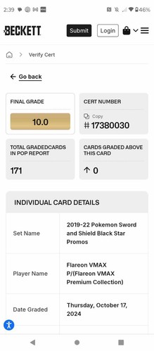 Flareon VMAX SWSH180 SWSH: Sword & Shield Promo Cards Holo - Picture 3 of 4