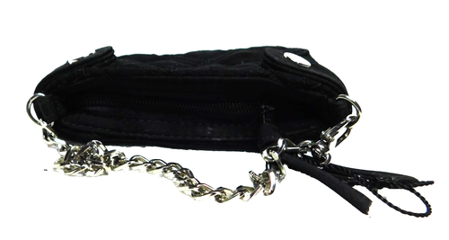 Vera Bradley Black Colette Mini Borsa da Polso Trapuntata Microfibra Catena Argento - Foto 7 di 8
