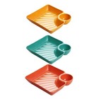 3pcs Square Dumpling Serving Tray French Fries Plate Plastic Sushi Plate