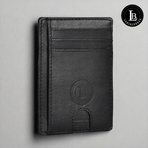 Leatherboss Genuine Leather Card Case with Clear ID Slot for Men & Women - Picture 5 of 63