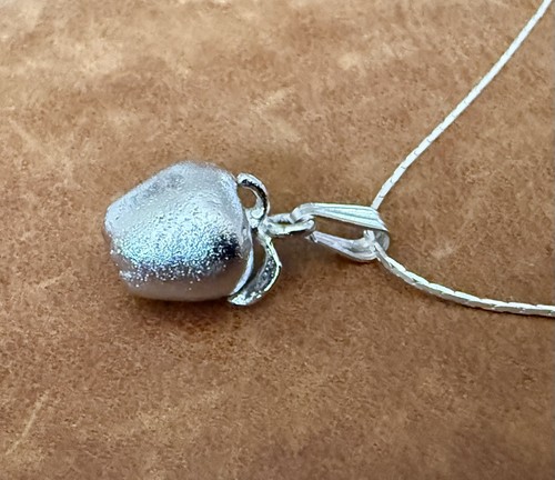 Vintage Solid 925 Sterling Silver 3D Apple Pendant Cobra Chain Necklace 19” In - Picture 7 of 18