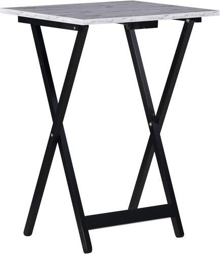 Linon Tray Table Set, 15.75"D x 18.9"W x 26.38"H, White  - Picture 10 of 16