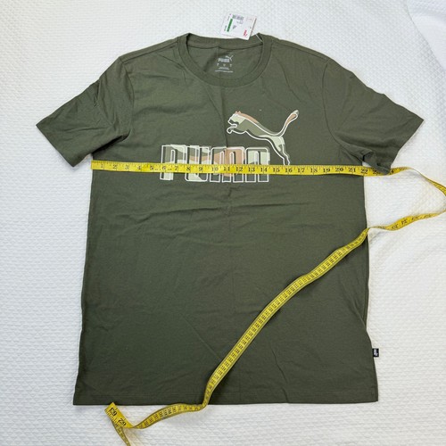Puma Printed Logo T Shirt Mens Size Large Green Camo Fill Short Sleeve NWT - Picture 8 of 9