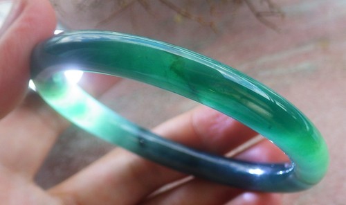 Video Certified Icy Green 100% A JADE Jadeite Circle Bangle Bracelet 53mm 703317 - Picture 4 of 15