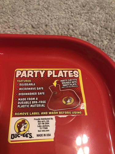 Buc-ees Collectible Red Party Plate Fits Solo Cup Bucees Tray NEW - Picture 4 of 12