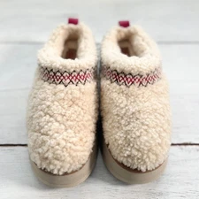 UGG Women's Platform Tazz Shearling  Slippers Natural US 8 BRAID Ivory Red Fur