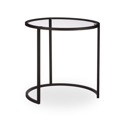 Set 2 mesas auxiliares 8 kg vidrio templado mesas auxiliares modernas 42 cm - Imagen 9 de 10
