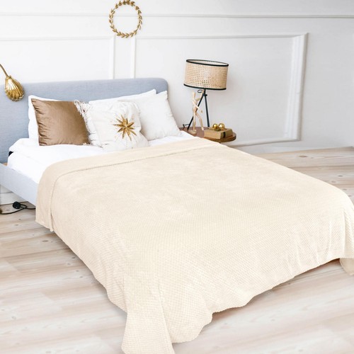 Coperta in Flanella Poliestere Microfibra 300 gmq Queen Size Beige 200x230cm - Imagen 2 de 12