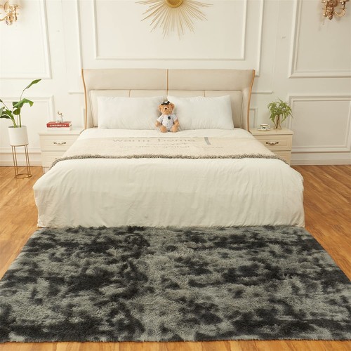 Shag Area Rugs for Living Room, 8X10 Black and Grey Large Fluffy Clearance Ru... - Picture 4 of 7