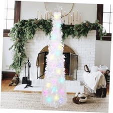 Collapsible Pop Up Christmas Tree,5ft Glittery Tinsel Christmas Trees White