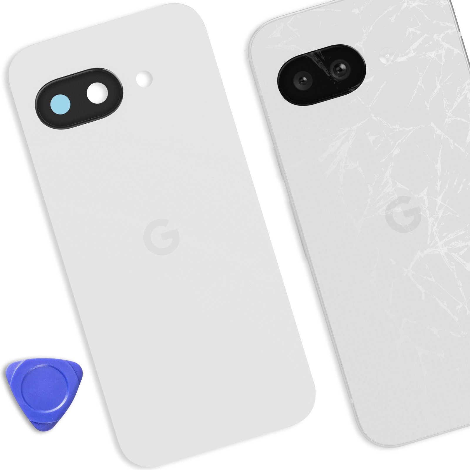 Vitre arriere Google Pixel 9a beige pour reparer un dos fissure - 4