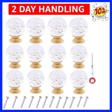 12pcs 30mm Cabinet Knobs with Screws Round Bubble Glass Vanity Knob Pulls for...