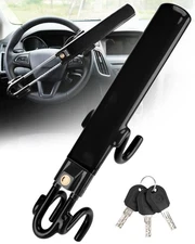 Tevlaphee Steering Wheel Lock Anti-Theft Car Device Heavy Duty Security w/ 3 Key