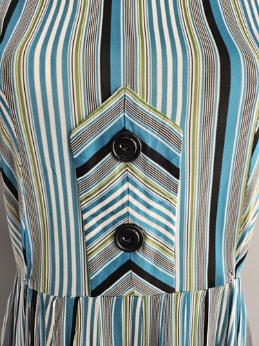 Vintage 50er 60er Jahre Handarbeit Damen gestreiftes Kleid leichte Reparaturen nötig - Bild 4 von 16