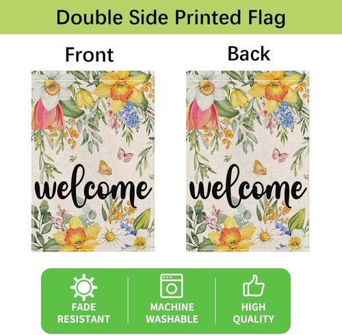 wyooxoo Spring Summer Flower Garden Flag 12x18 Inch Double Sided Vertical C - Picture 6 of 7