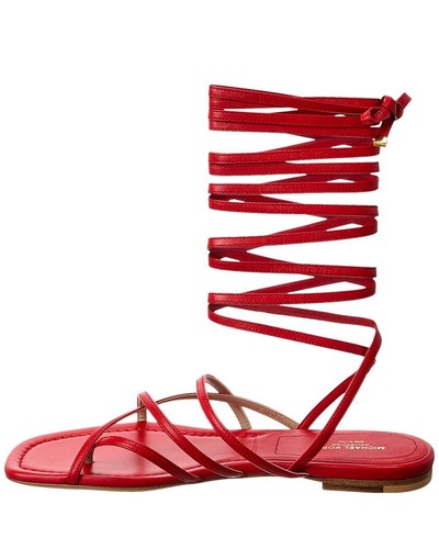 Michael Kors Collection Jade Runway Leather Sandal Women's Red 35.5 - Picture 2 of 5