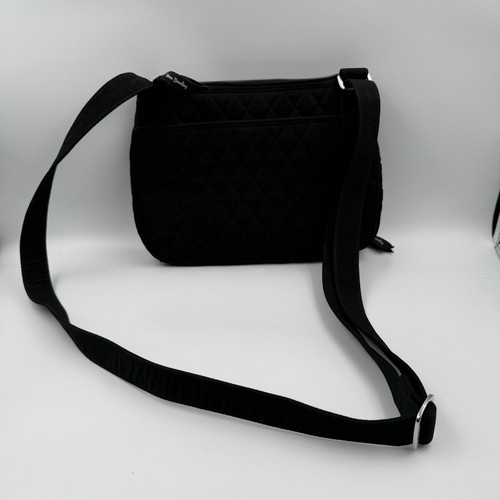 Vera Bradley Black Quilted Crossbody Purse Rose Interior Floral Lining NWOT - Picture 5 of 7