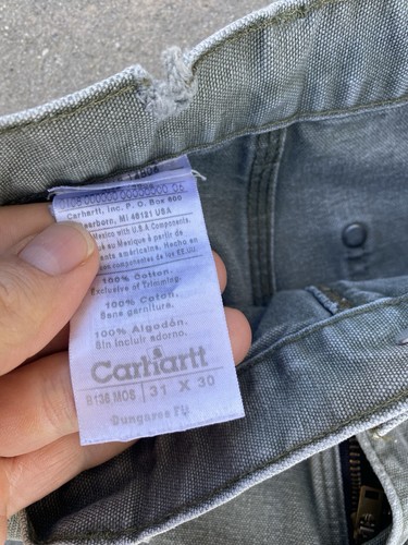 Vintage Carhartt Pants 31X28.5 Men's Green Double Knee Dungaree Fit B136 MOS - Picture 3 of 7