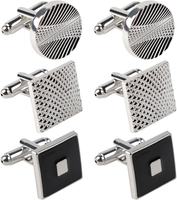 6 StüCk ManschettenknöPfe Herren,3 Paar Silber Schwarz Manchettenknoepfe Herren,