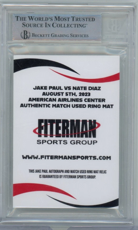 2023 Fiterman Sports Exclusive JAKE PAUL RELIC AUTO BGS Authentic JB1 - Image 2 of 2