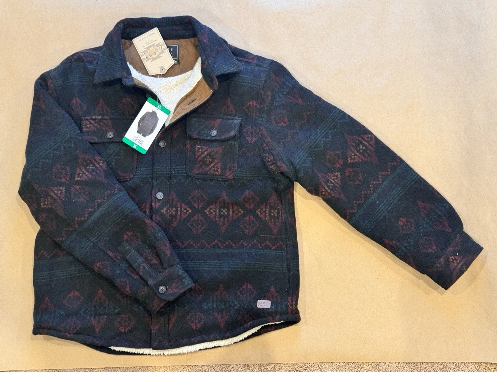 JACHS New York Shacket Mens XL Black Sherpa Lined Southwestern Quilted Outdoor