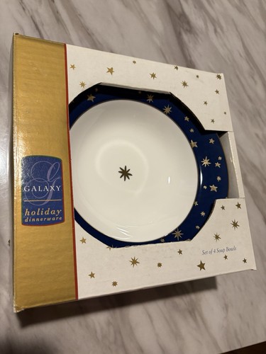 Galaxy By Sakura Celestial Blue And 14 It Gold Star Soup Bowls. Set Of 4.