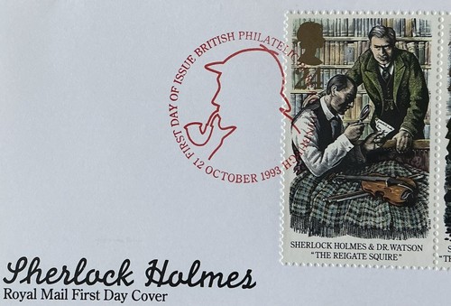 GB QEII 1993 Sherlock Holmes RM Silk FDC Red Sherlock Silhouette Bureau SHS - Picture 2 of 4