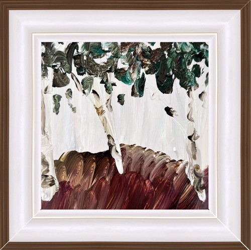 Birch Tree Oil Painting Impressionist Birch Framed Art Semi Abstract Landscape - Picture 9 of 17