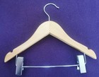x50 Children's 28cm Natural Wooden Hangers with Metal Clips