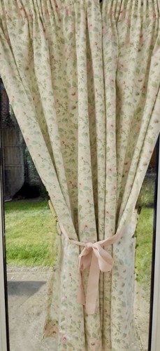 SCHÖNE VINTAGE LANDHAUS CREME BLUMEN GARDINEN - Bild 9 von 14